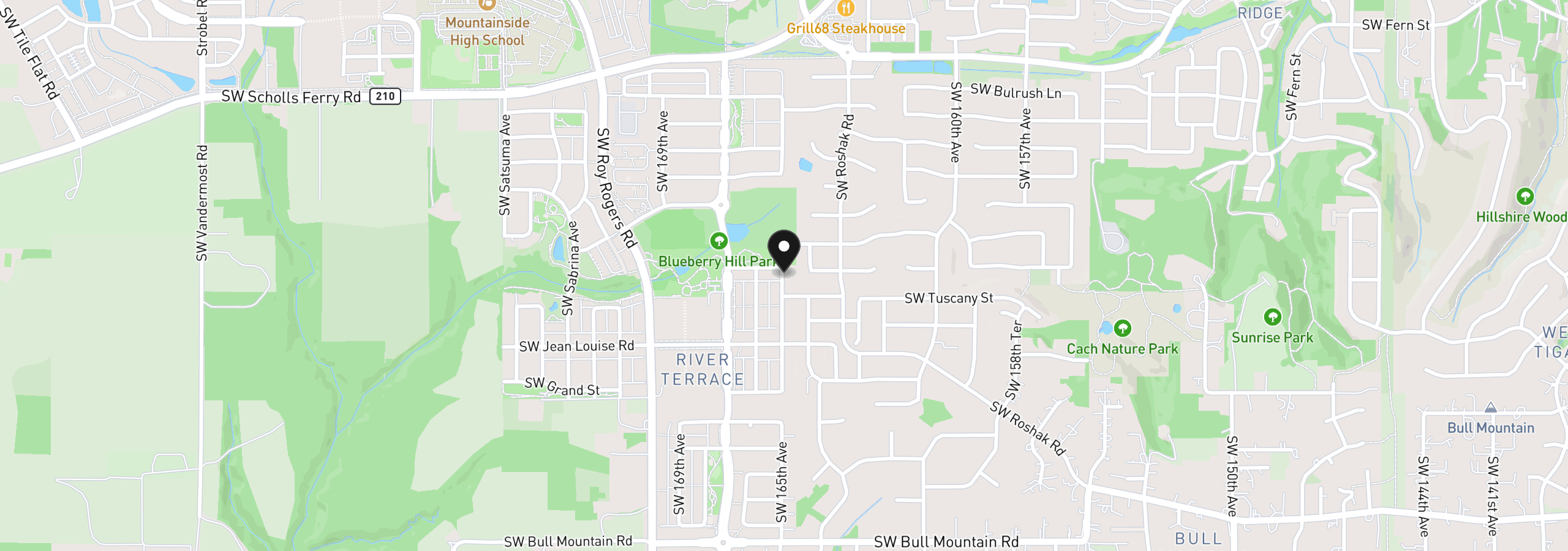 Map showing the location of 13602 SW 165th Ave, Tigard, OR 97223