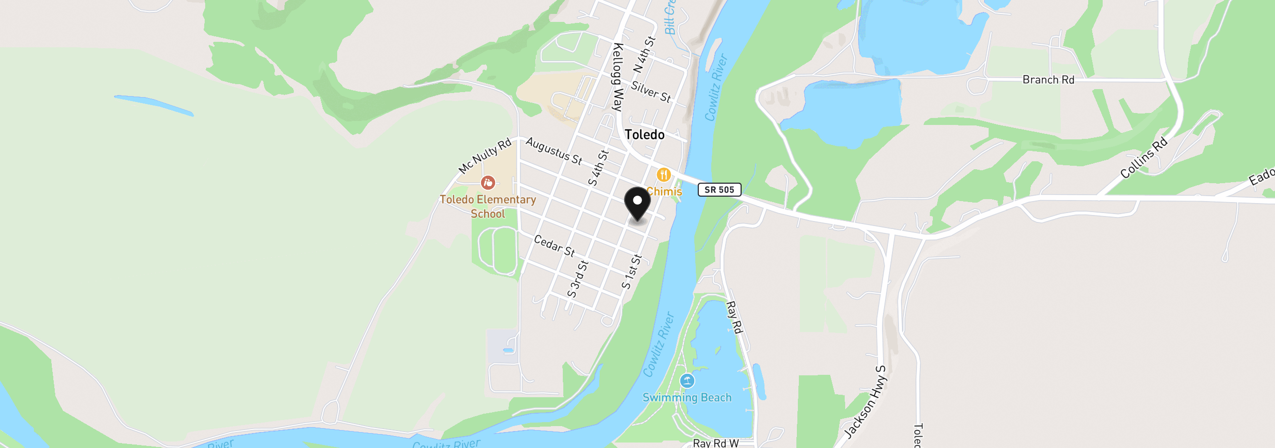 Map showing the location of 320 S 2nd St, Toledo, Wa 98591