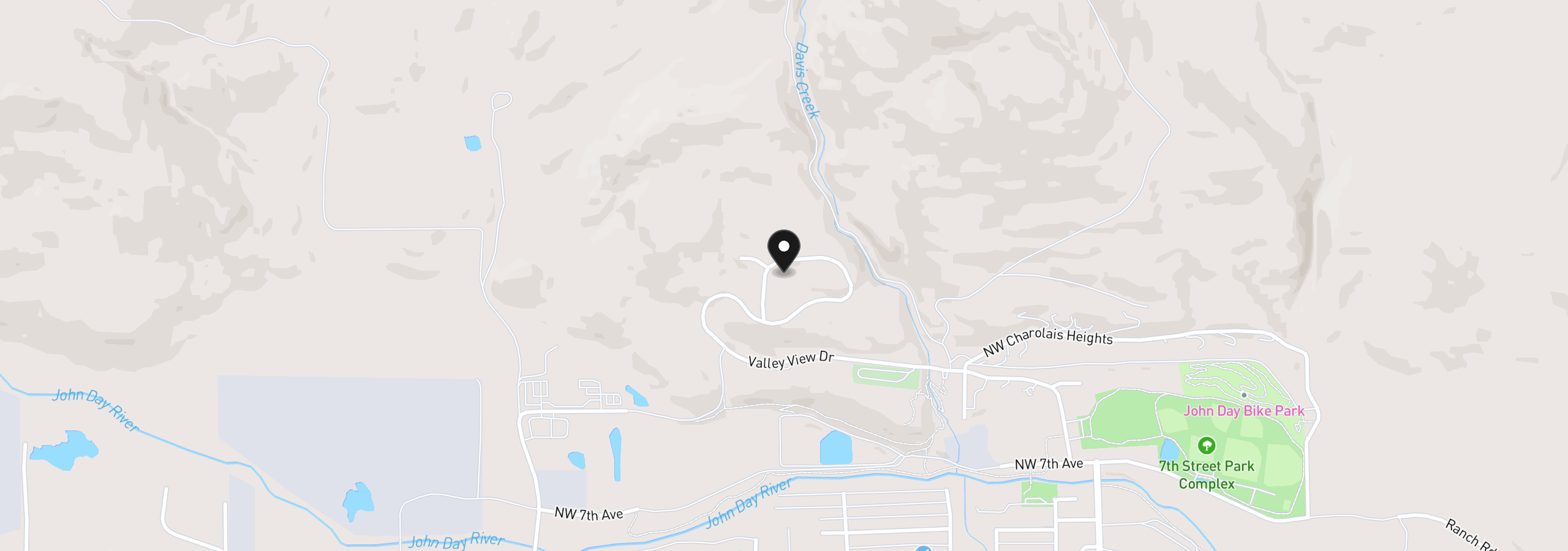 Map showing the location of 218 Valley View Dr, John Day, OR 97845