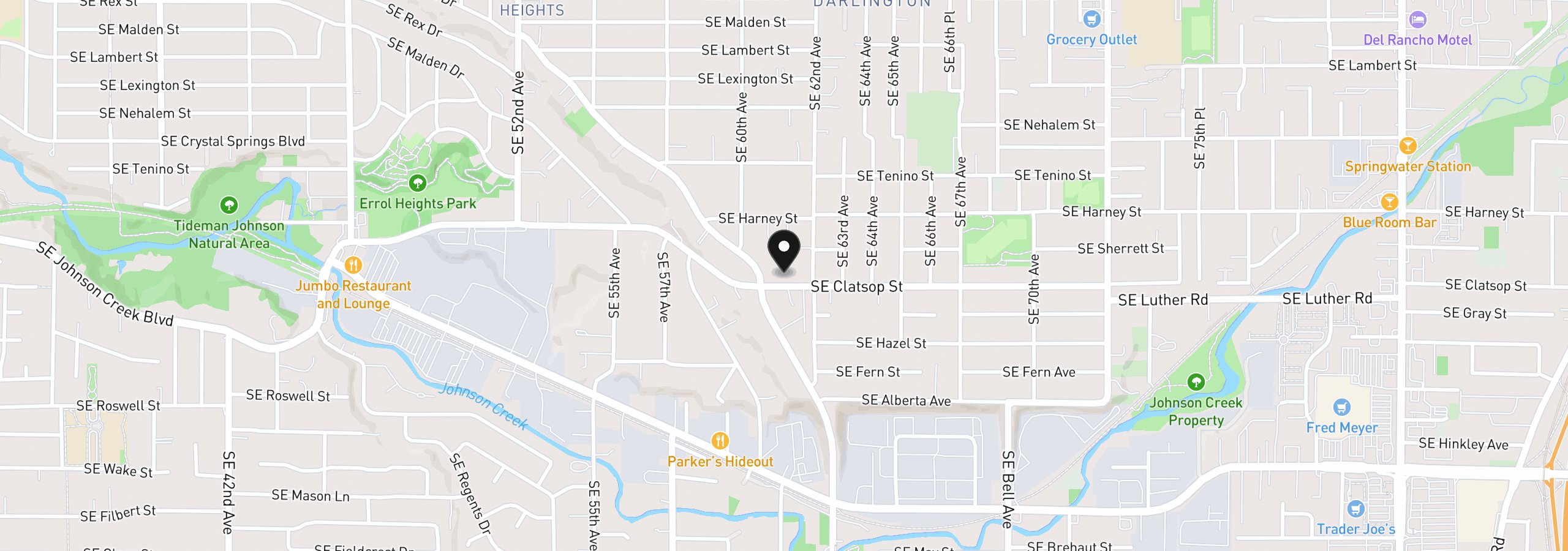 Map showing the location of 6103 SE Clatsop St, Portland, OR 97206