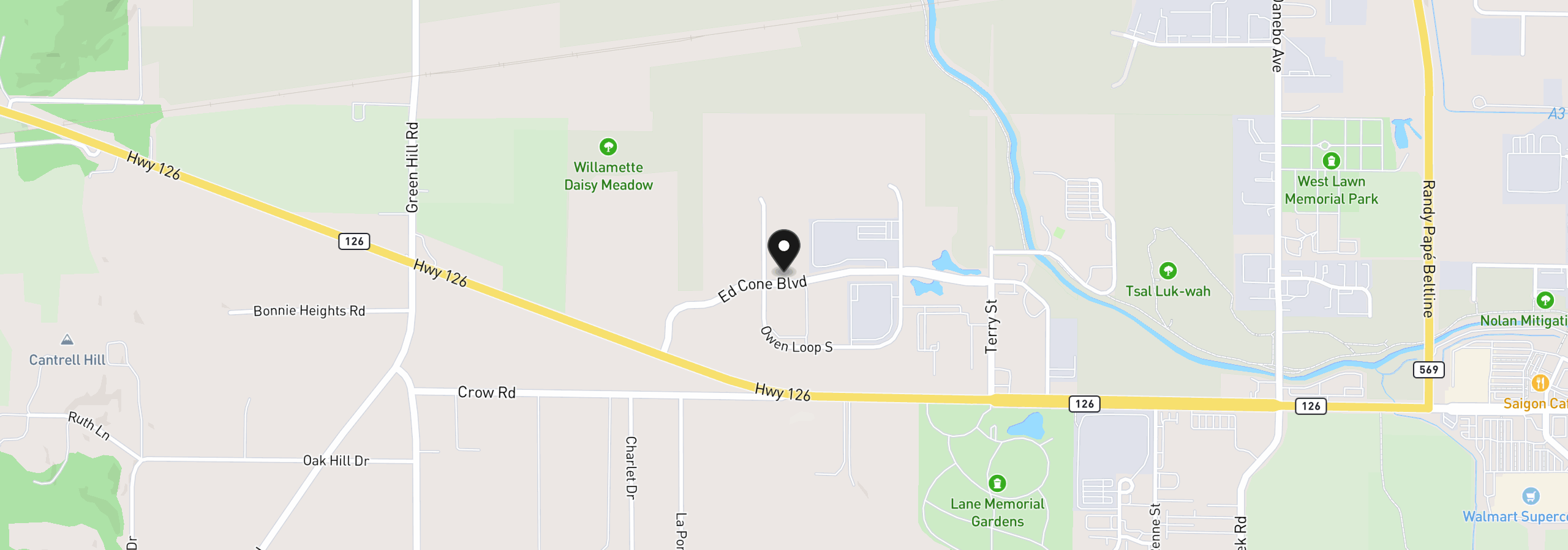 Map showing the location of Ed Cone Blvd, Eugene, OR 97402