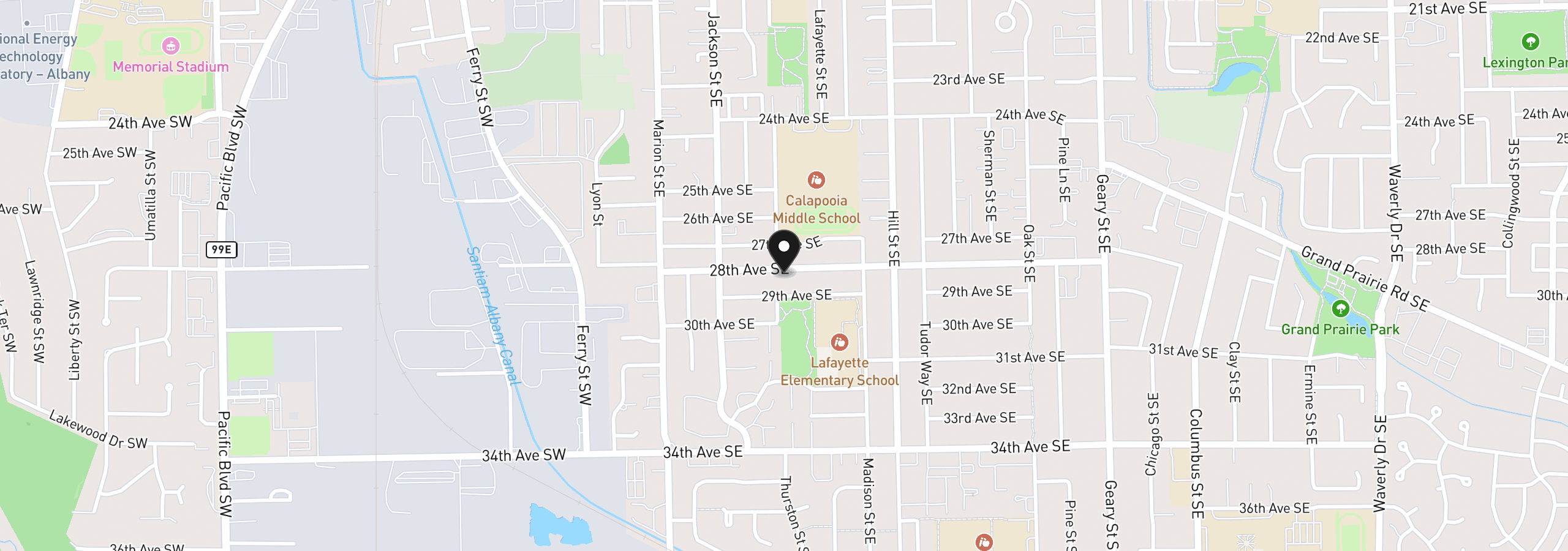 Map showing the location of 708 28th Ave, Albany, OR 97322