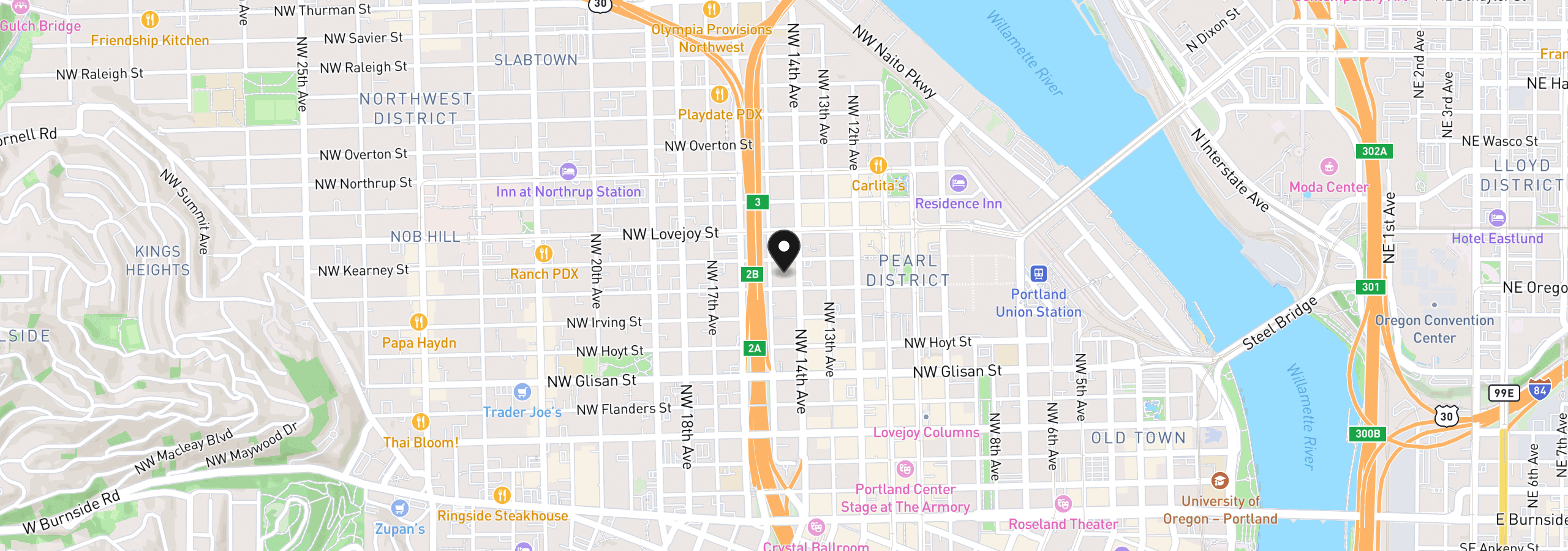 Map showing the location of 1410 NW Kearney St 717, Portland, OR 97209