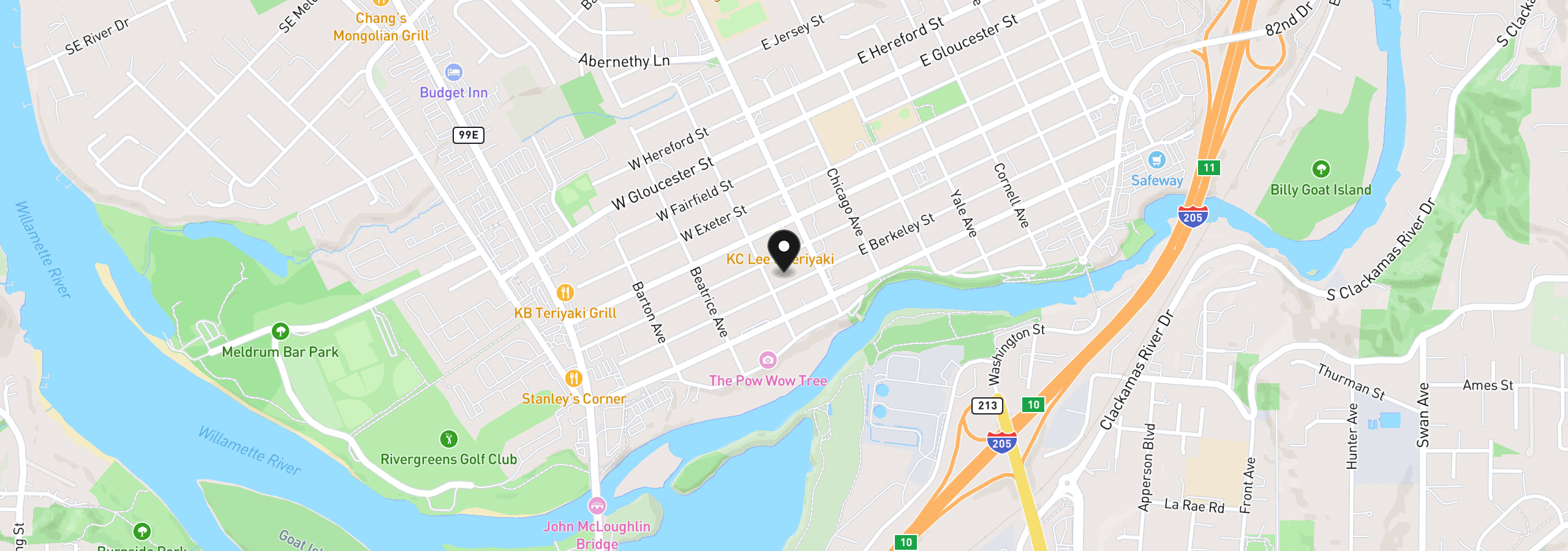 Map showing the location of 160 W Berkeley St, Gladstone, OR 97027