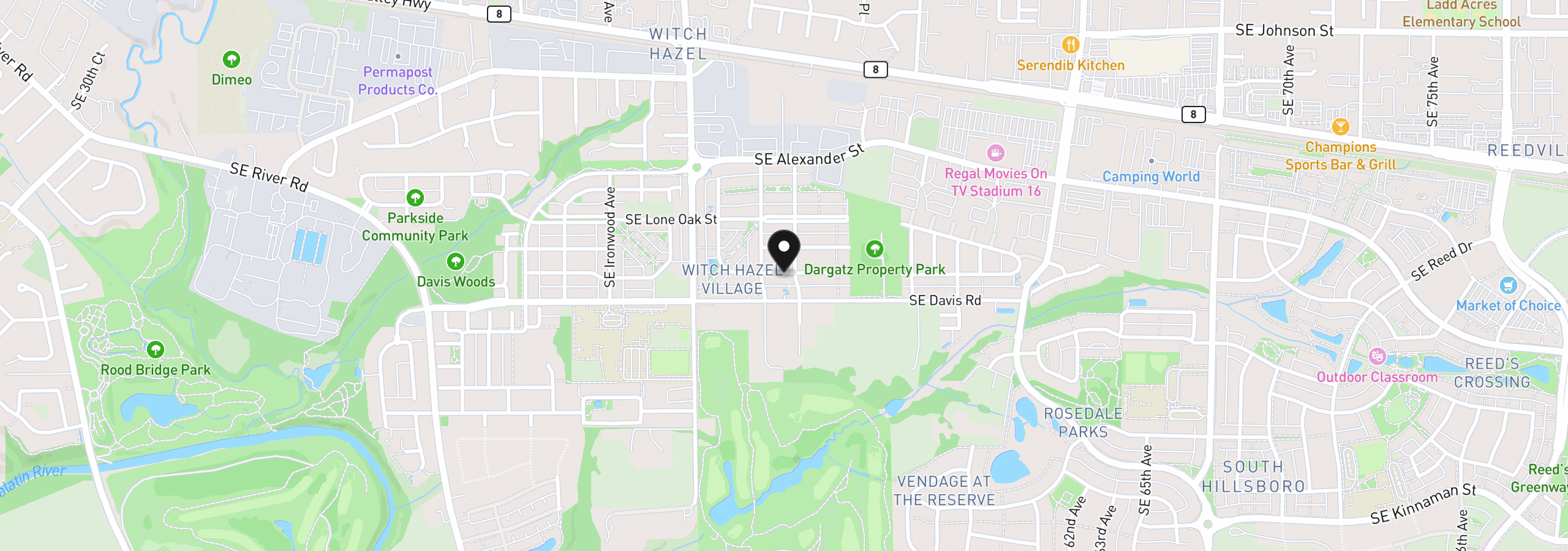 Map showing the location of 5282 SE Thornapple St, Hillsboro, OR 97123