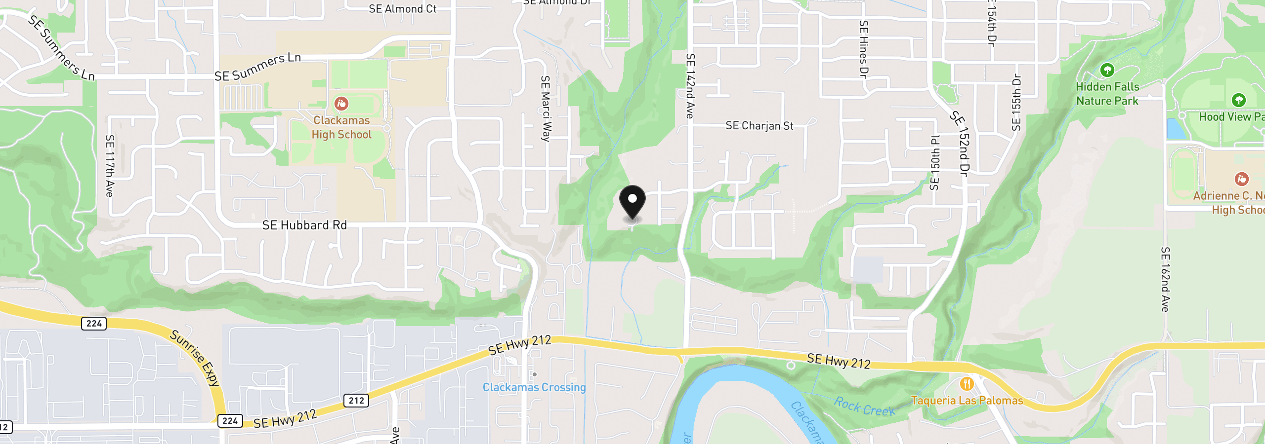 Map showing the location of 14167 SE Iseli Ln, Clackamas, OR 97015