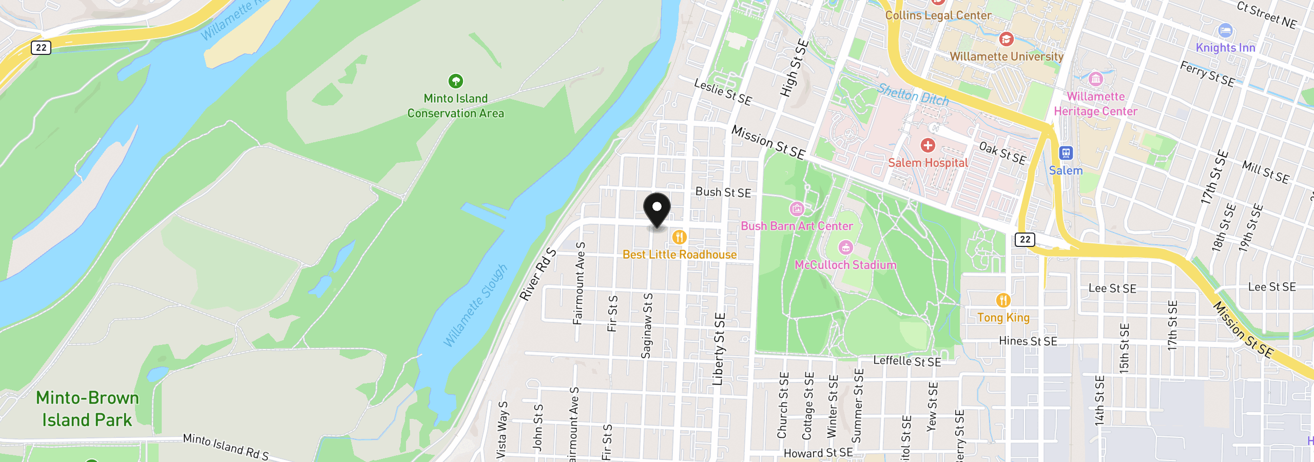 Map showing the location of 1110 S Saginaw St, Salem, OR 97302