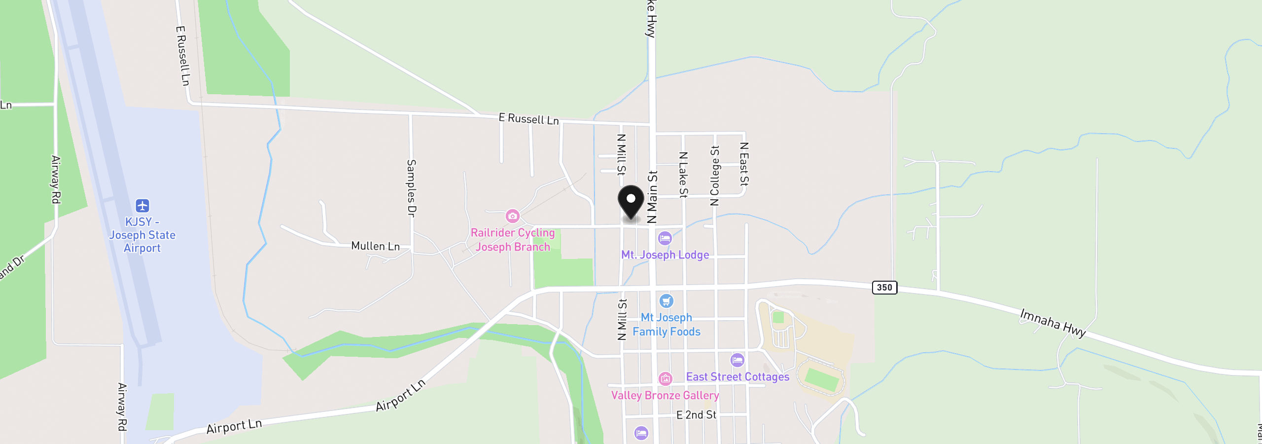 Map showing the location of 107 W Alder Suite A St, Joseph, OR 97846
