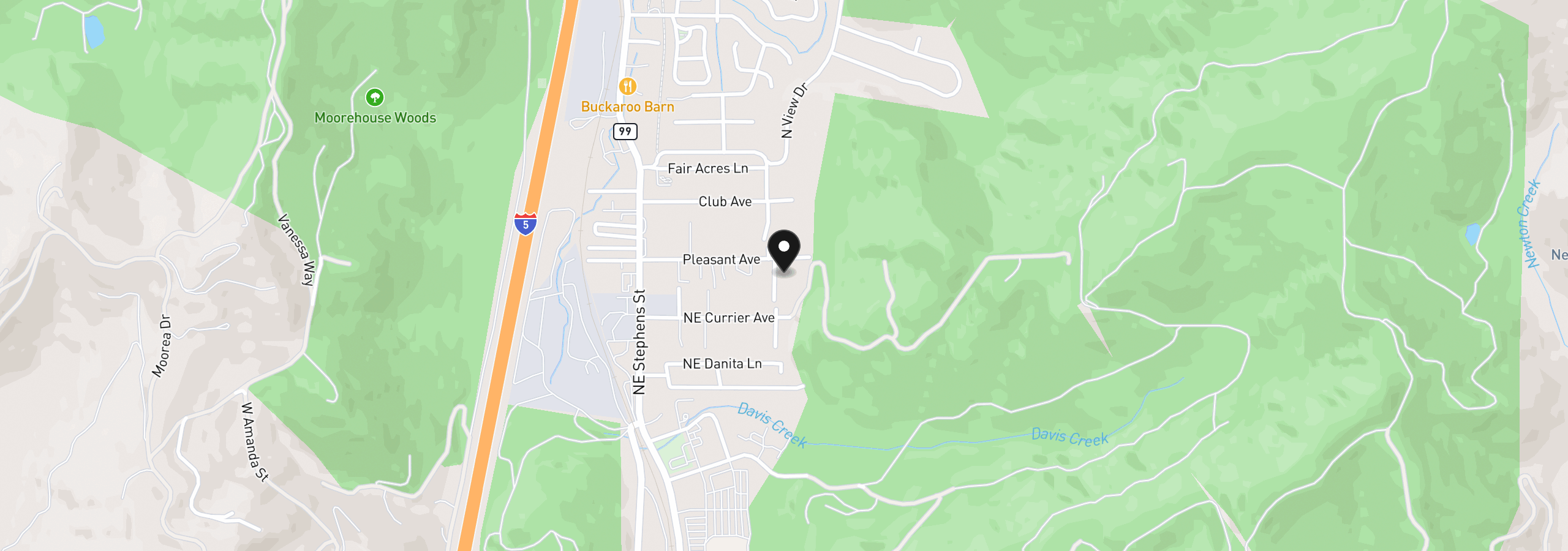 Map showing the location of 4545 Ridenour St, Roseburg, OR 97470