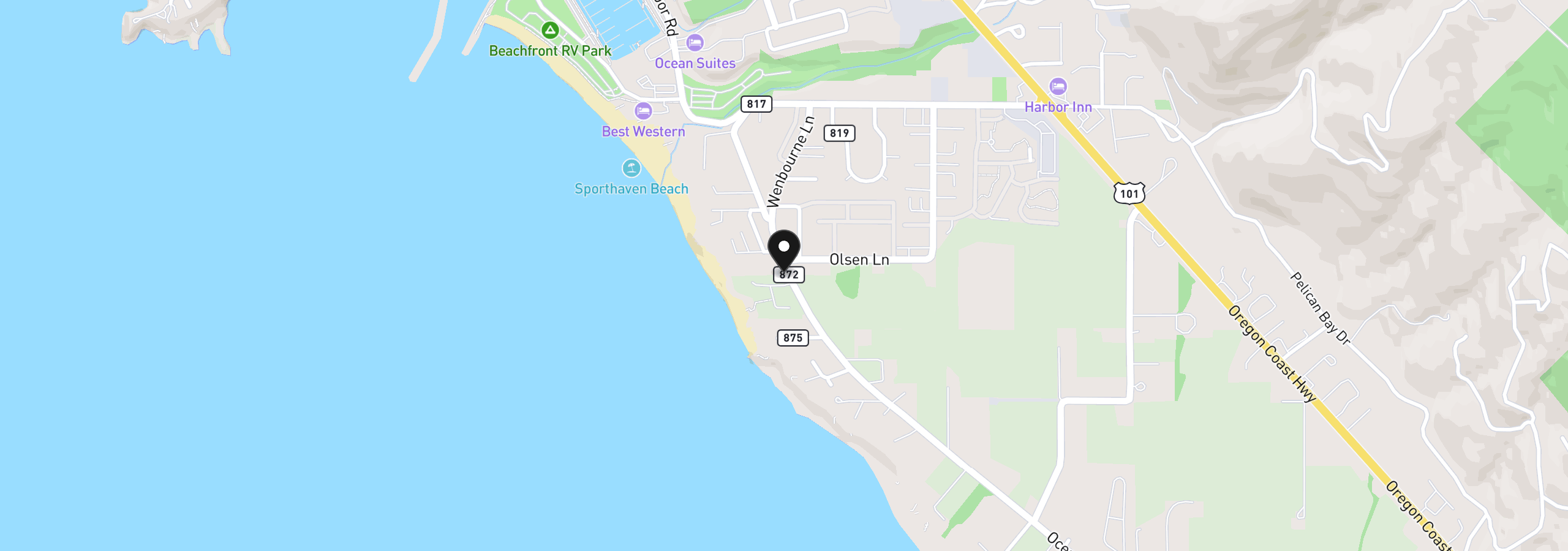 Map showing the location of 00 Sea Court Ln, Brookings, OR 97415