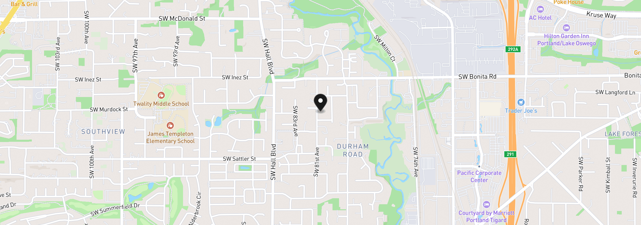 Map showing the location of 14796 SW 81st Ave, Tigard, OR 97224