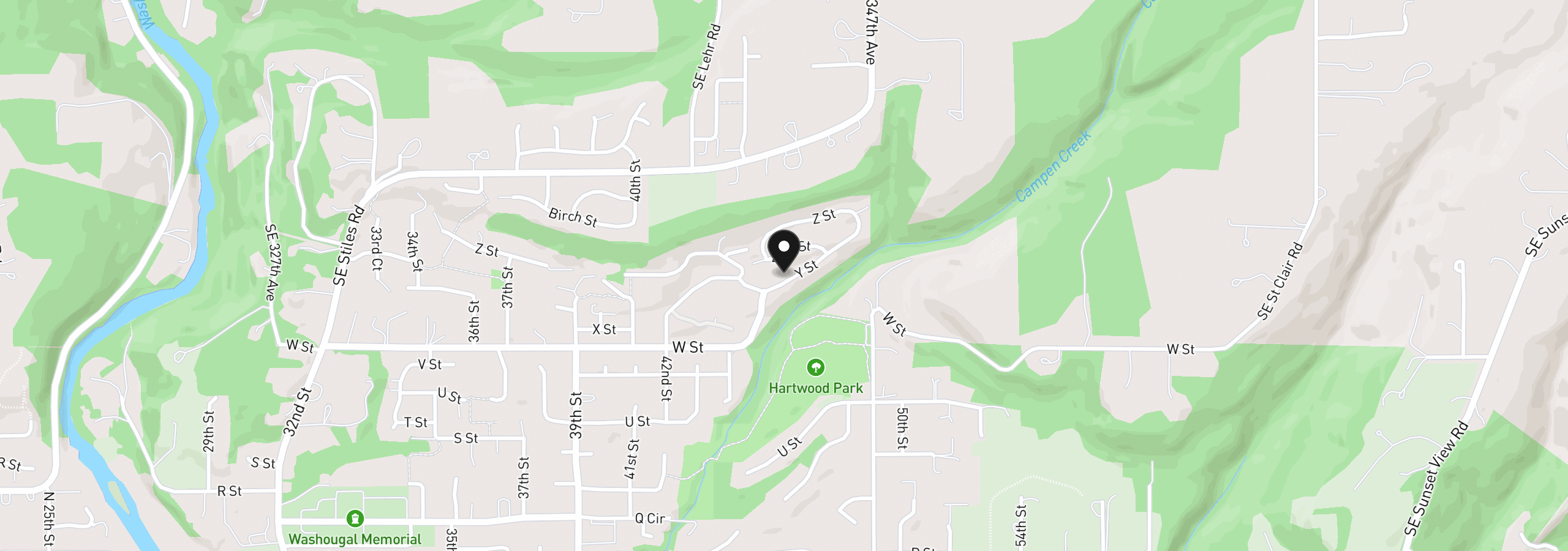 Map showing the location of 4585 Y St, Washougal, Wa 98671