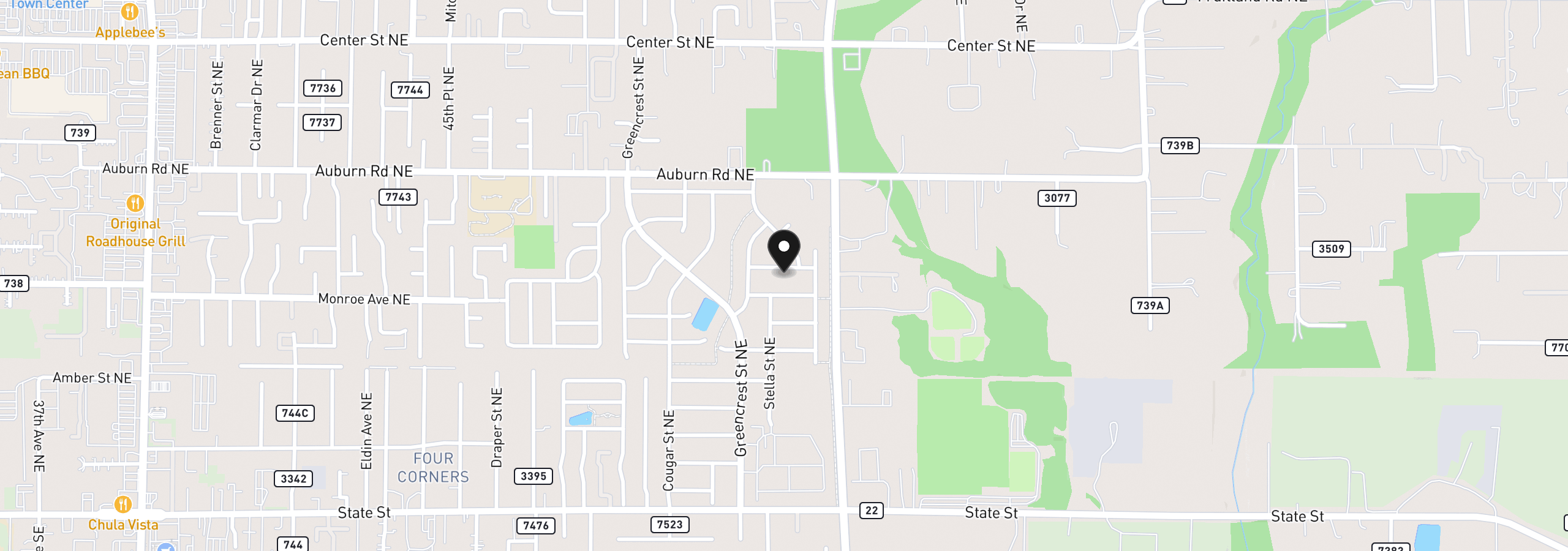 Map showing the location of 4964 Elvis Ave NE, Salem, OR 97301