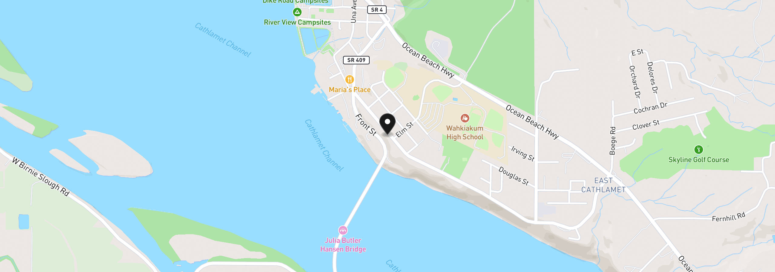 Map showing the location of 380 Columbia St, Cathlamet, Wa 98612
