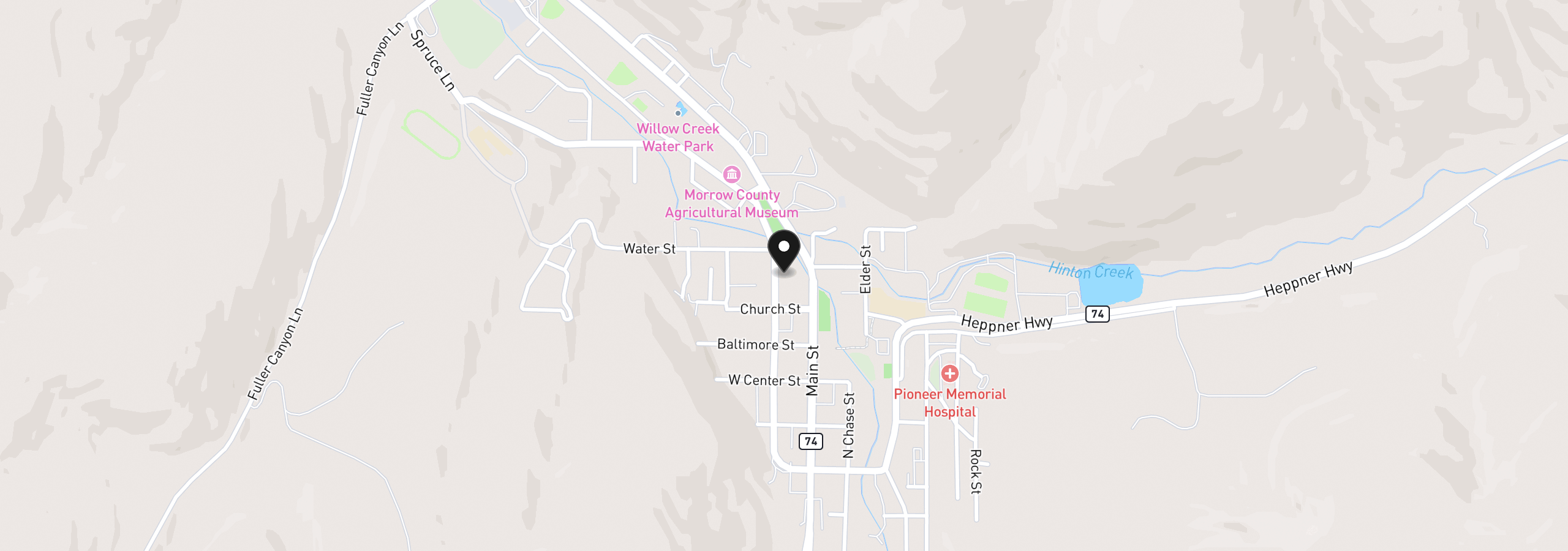 Map showing the location of 560 N Gale St, Heppner, OR 97836