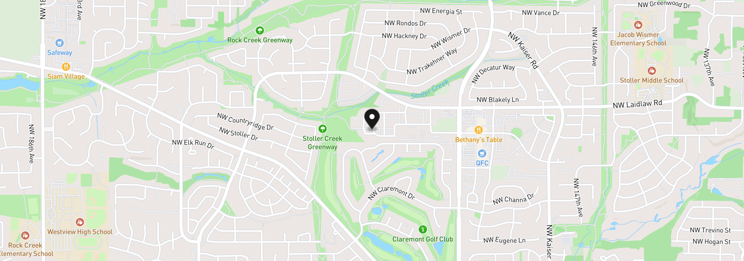 Map showing the location of 16159 NW Centine Ln, Portland, OR 97229