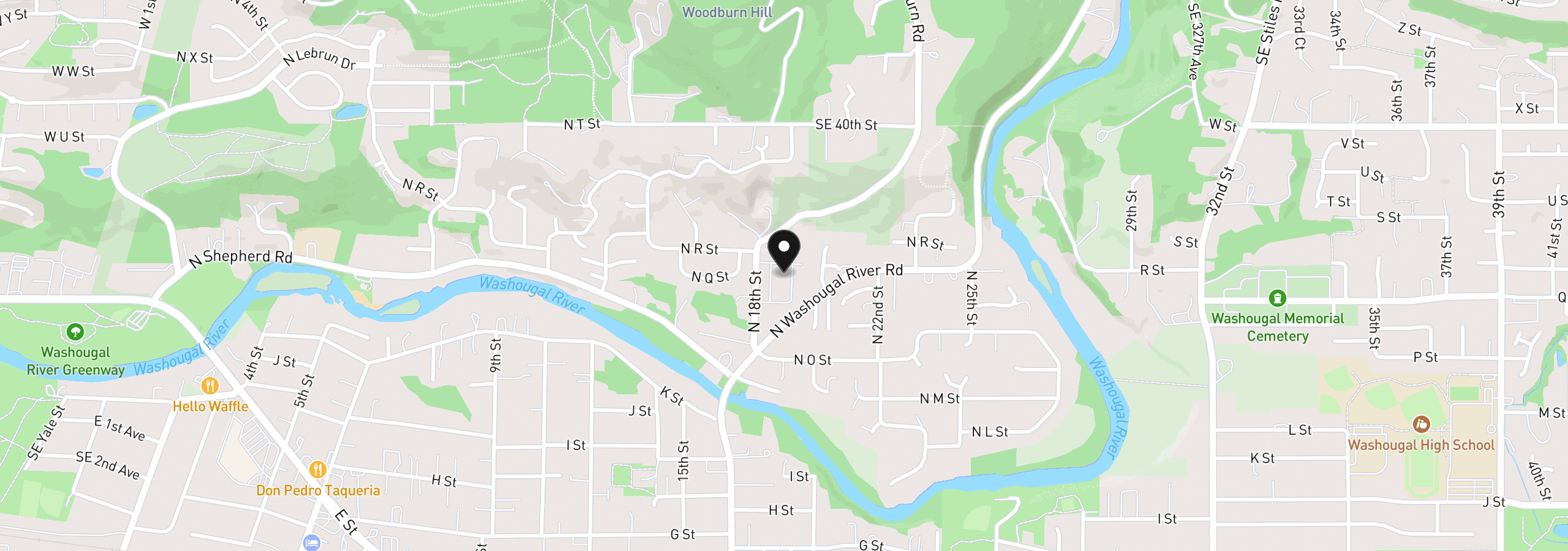 Map showing the location of 1660 N 18th St 4, Washougal, Wa 98671