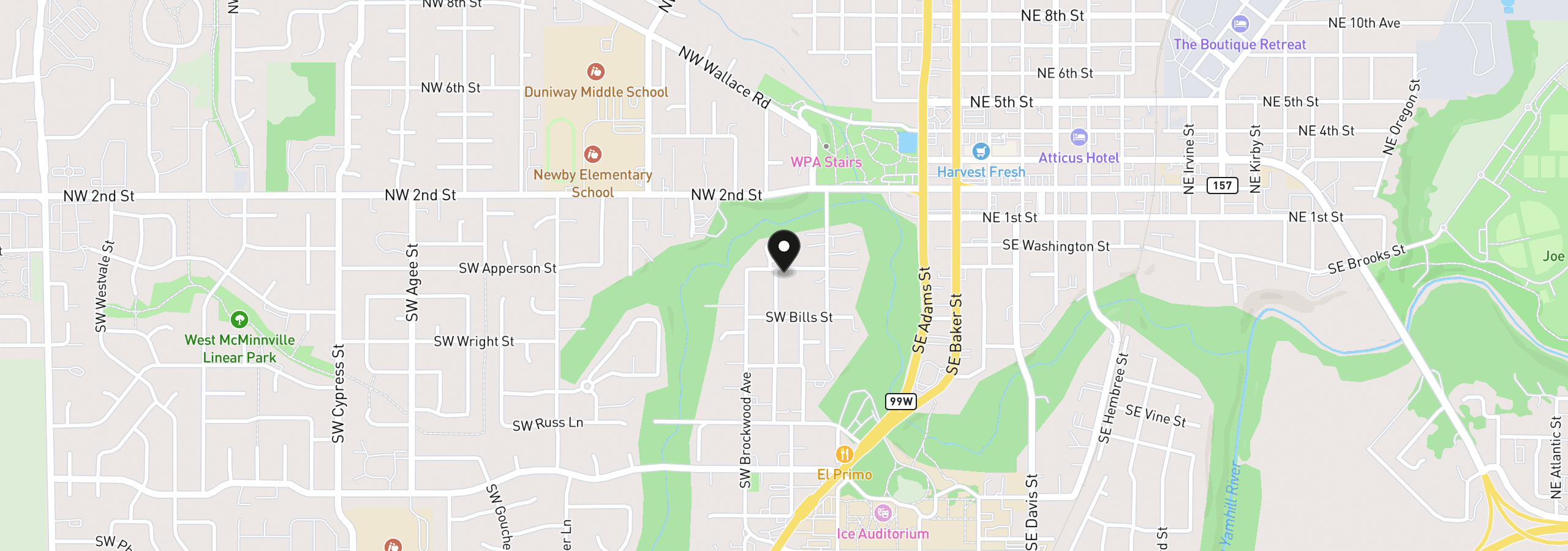 Map showing the location of 648 SW Arthur St, McMinnville, OR 97128