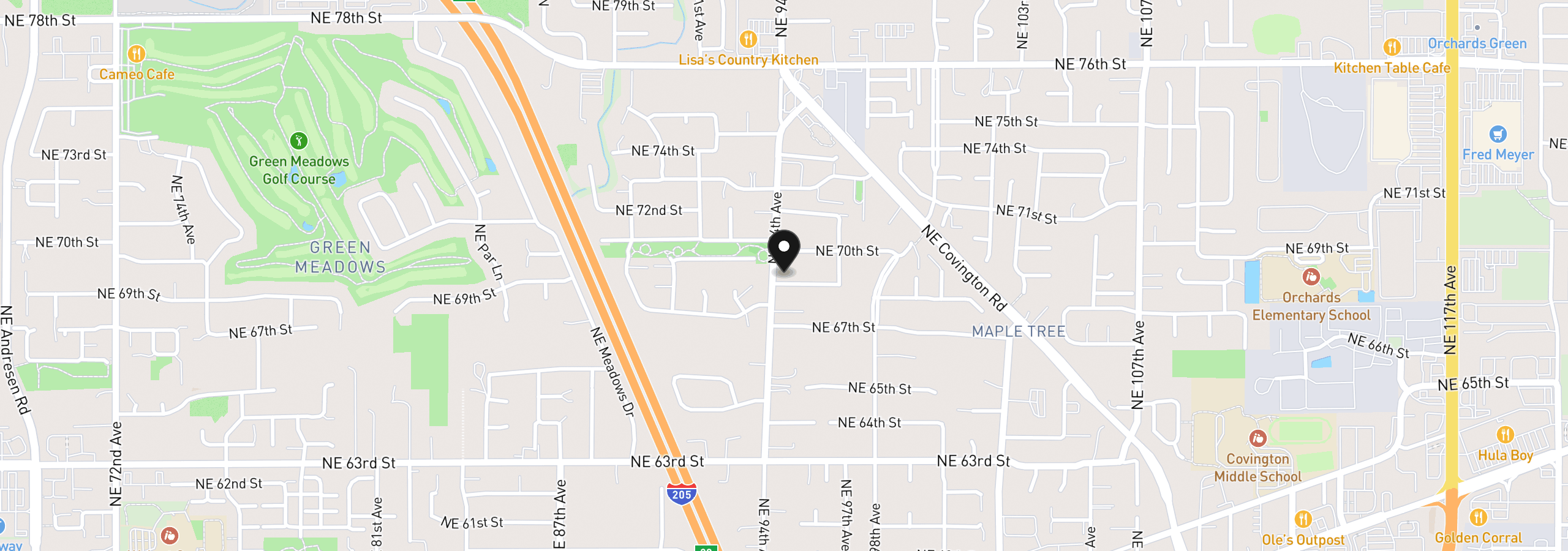 Map showing the location of 9400 NE 69th St, Vancouver, Wa 98662