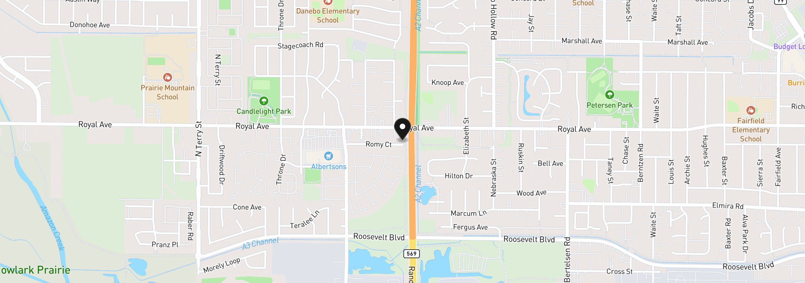 Map showing the location of 4561 Romy Ct, Eugene, OR 97402