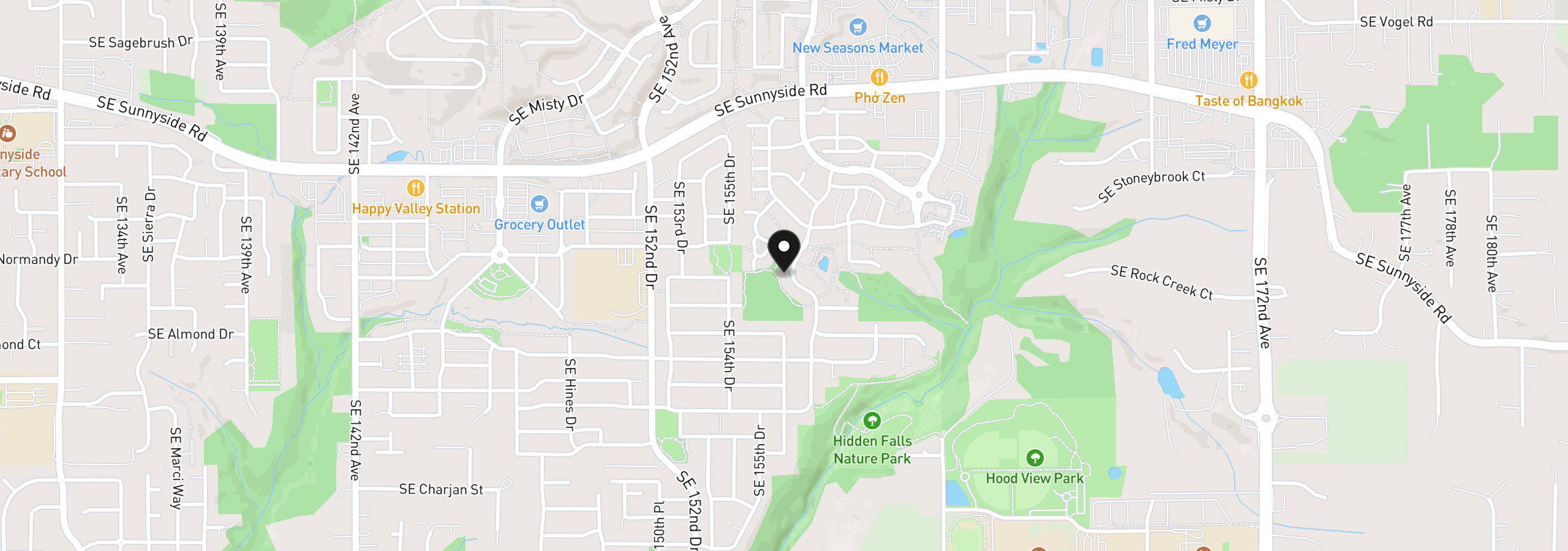 Map showing the location of 13823 SE Nightingale Ave, Happy Valley, OR 97015