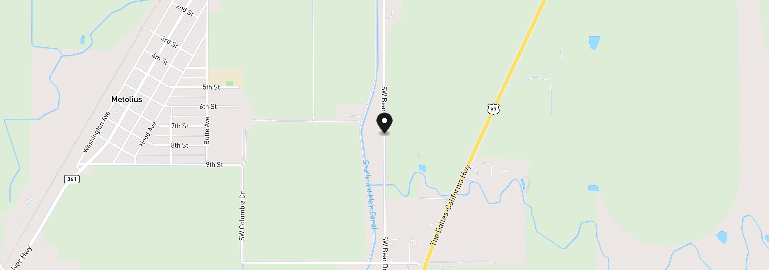Map showing the location of 0 SW Bear Dr, Madras, OR 97741