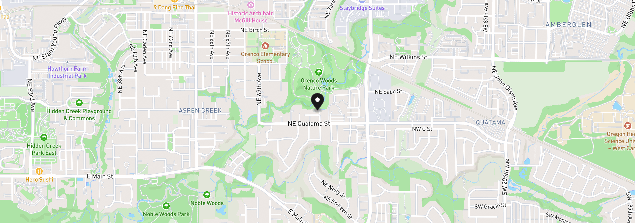 Map showing the location of 7281 NE Rockridge Pl, Hillsboro, OR 97124