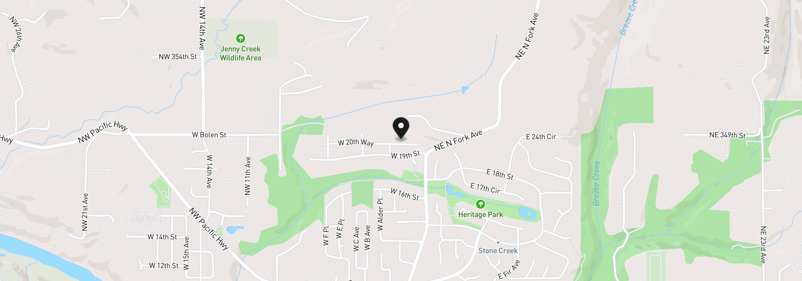 Map showing the location of 131 W 20th Way, La Center, Wa 98629