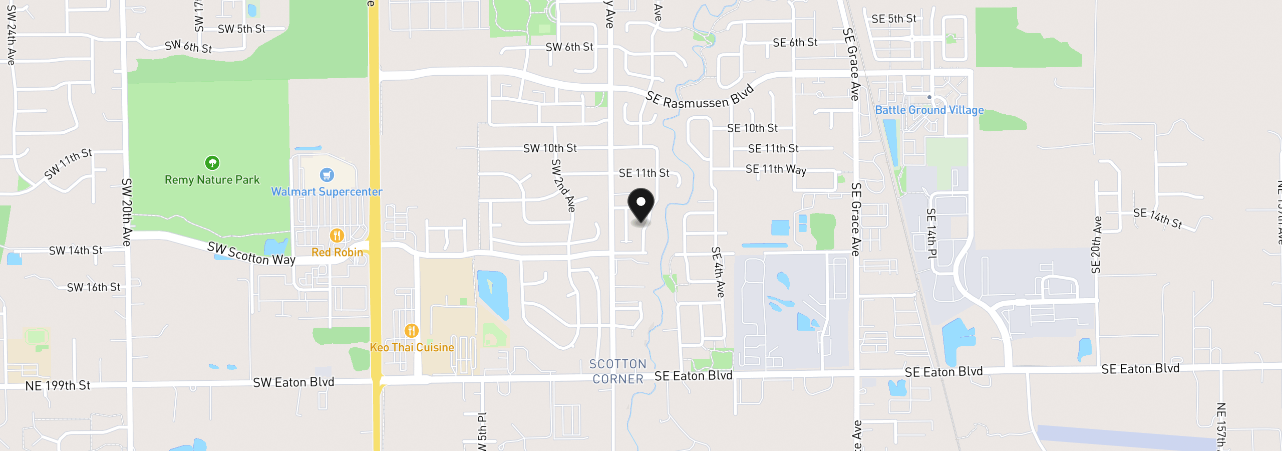 Map showing the location of 1342 SE 2nd Ave, Battle Ground, Wa 98604