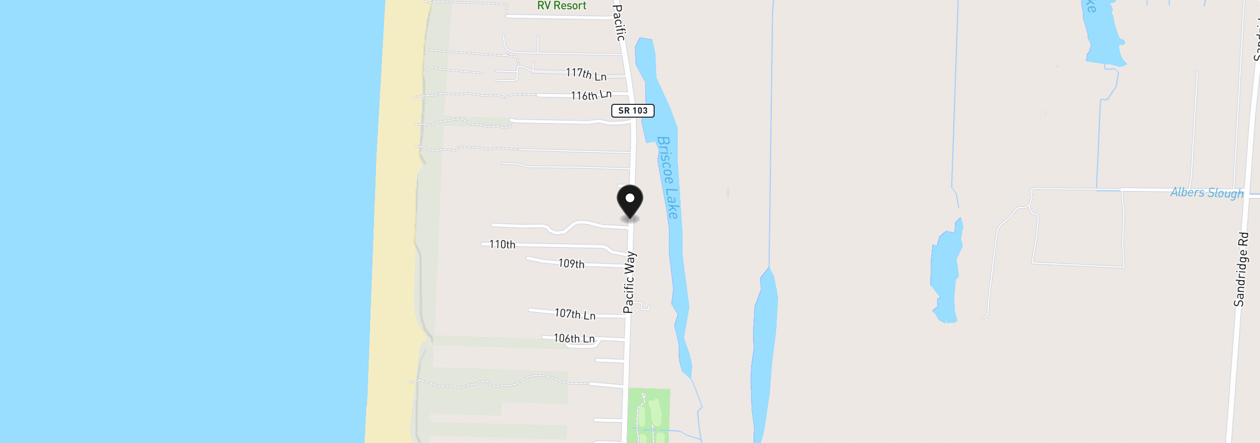 Map showing the location of 11119 Pacific Way, Long Beach, Wa 98631