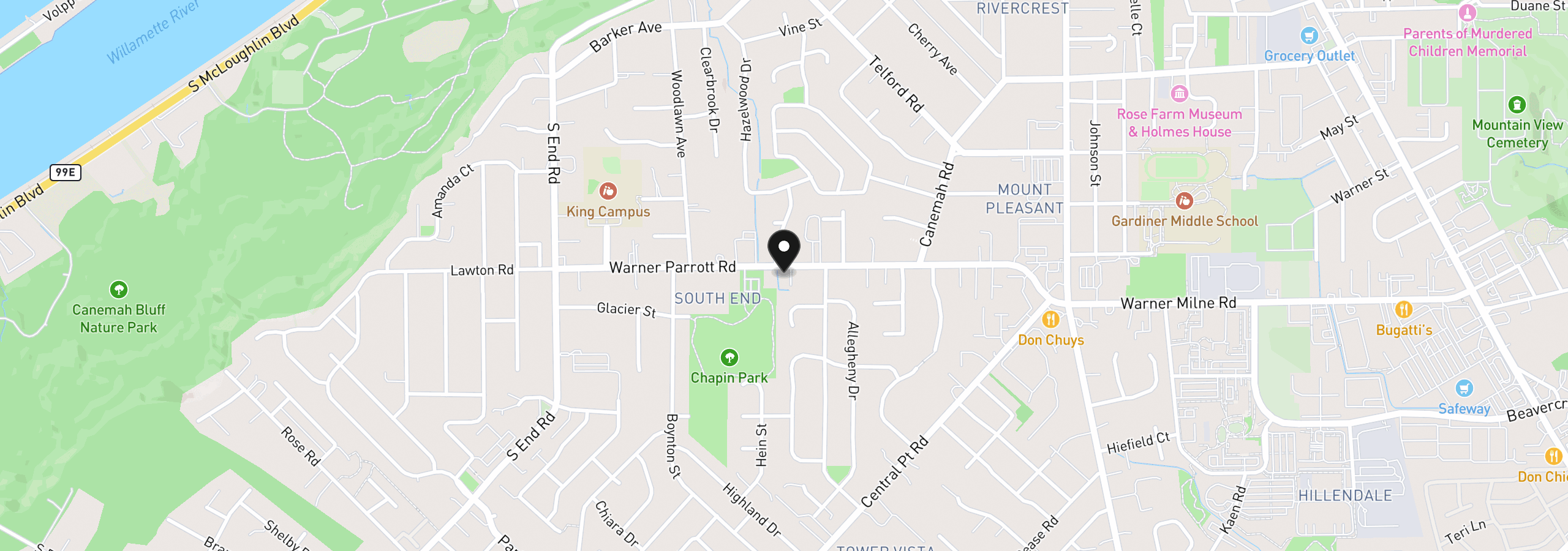 Map showing the location of 374 Warner Parrott Rd, Oregon City, OR 97045