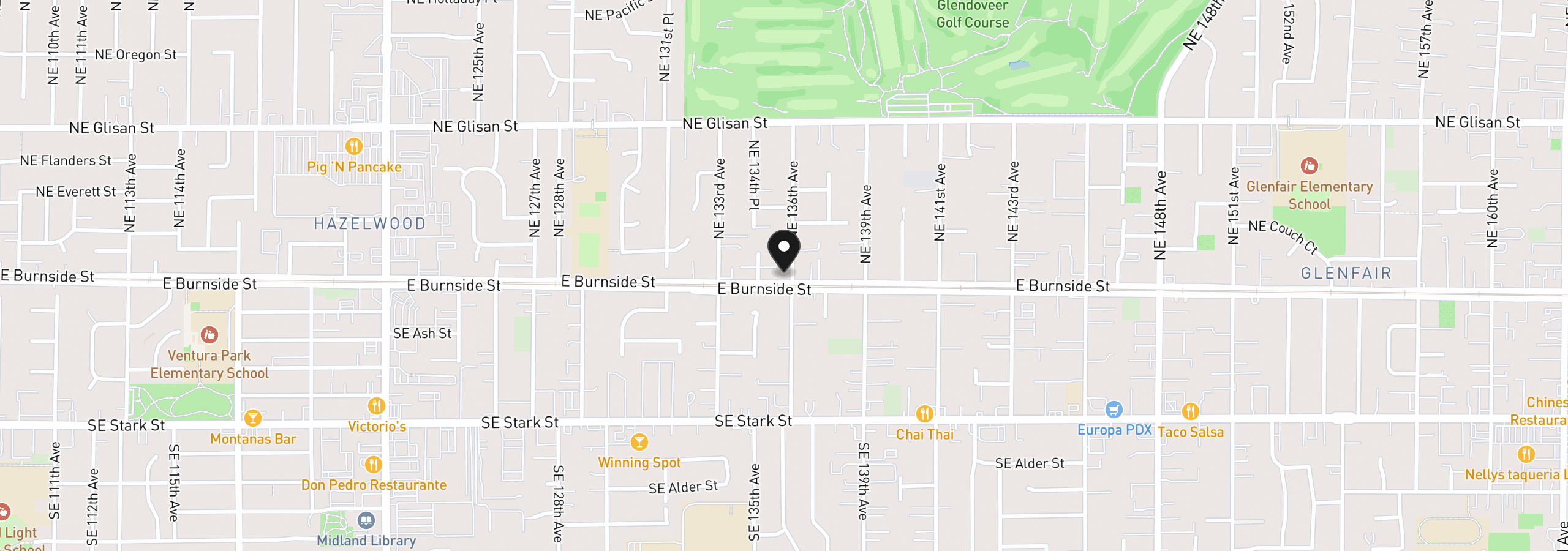 Map showing the location of 11 NE 136th Ave, Portland, OR 97230