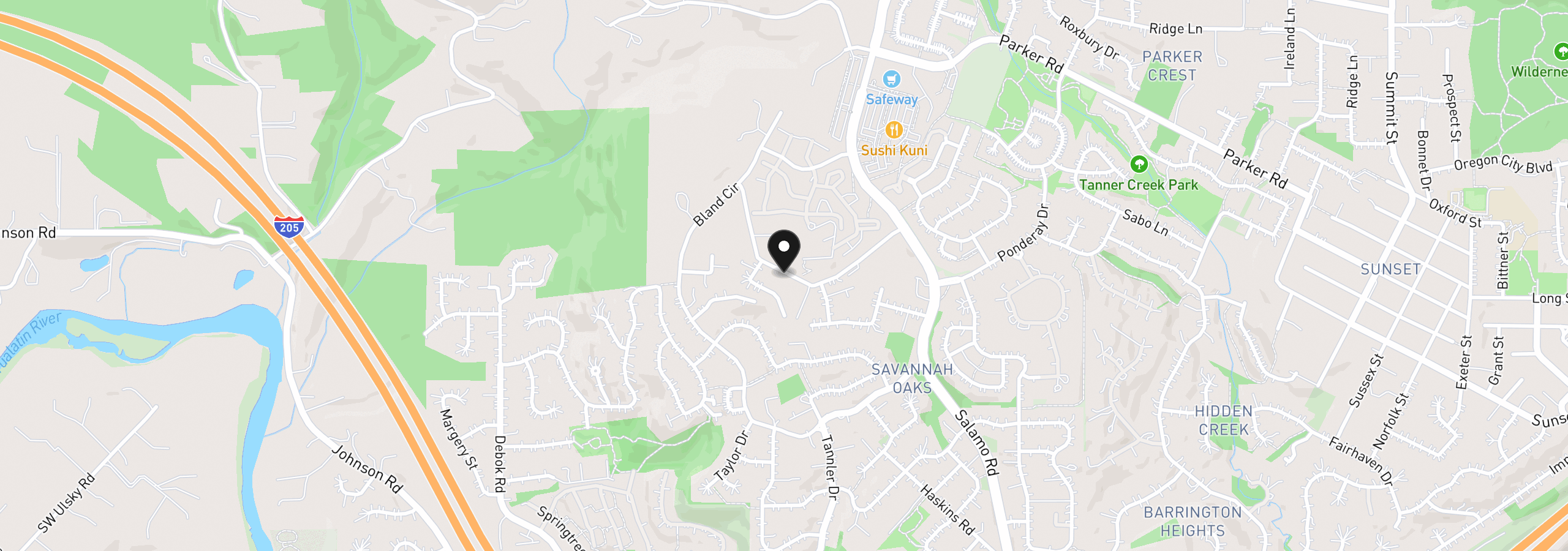 Map showing the location of 22890 Weatherhill Rd, West Linn, OR 97068