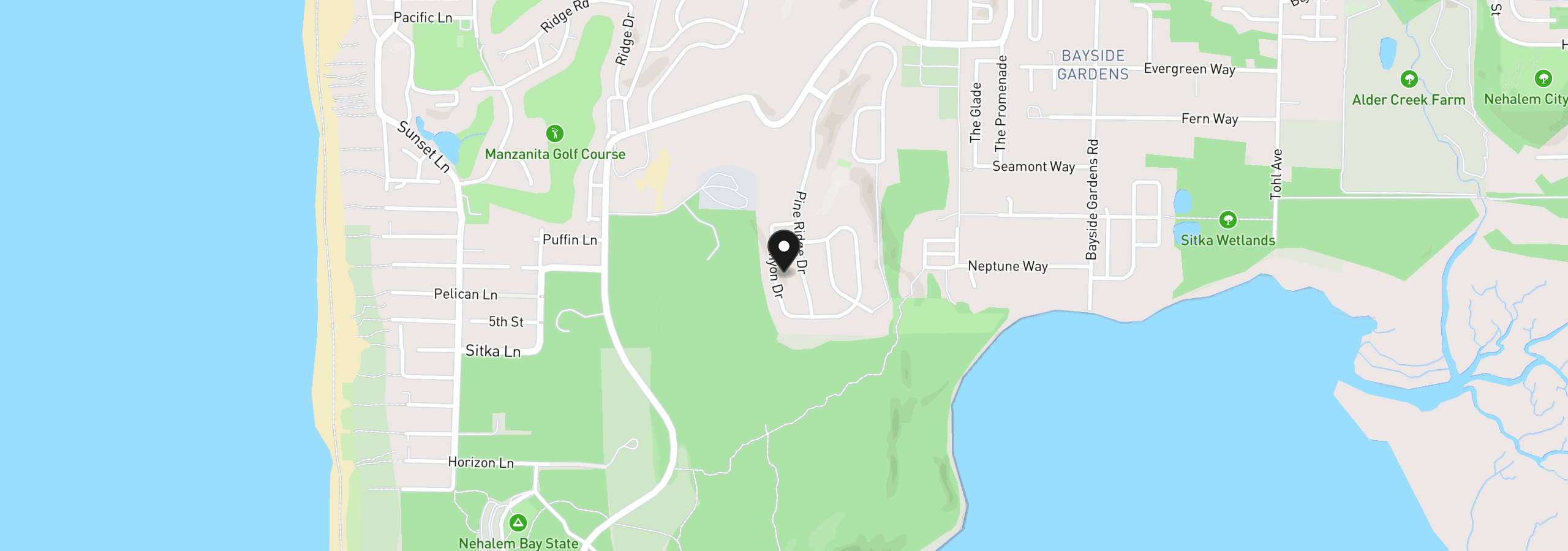Map showing the location of 34535 Pinyon Dr, Manzanita, OR 97130