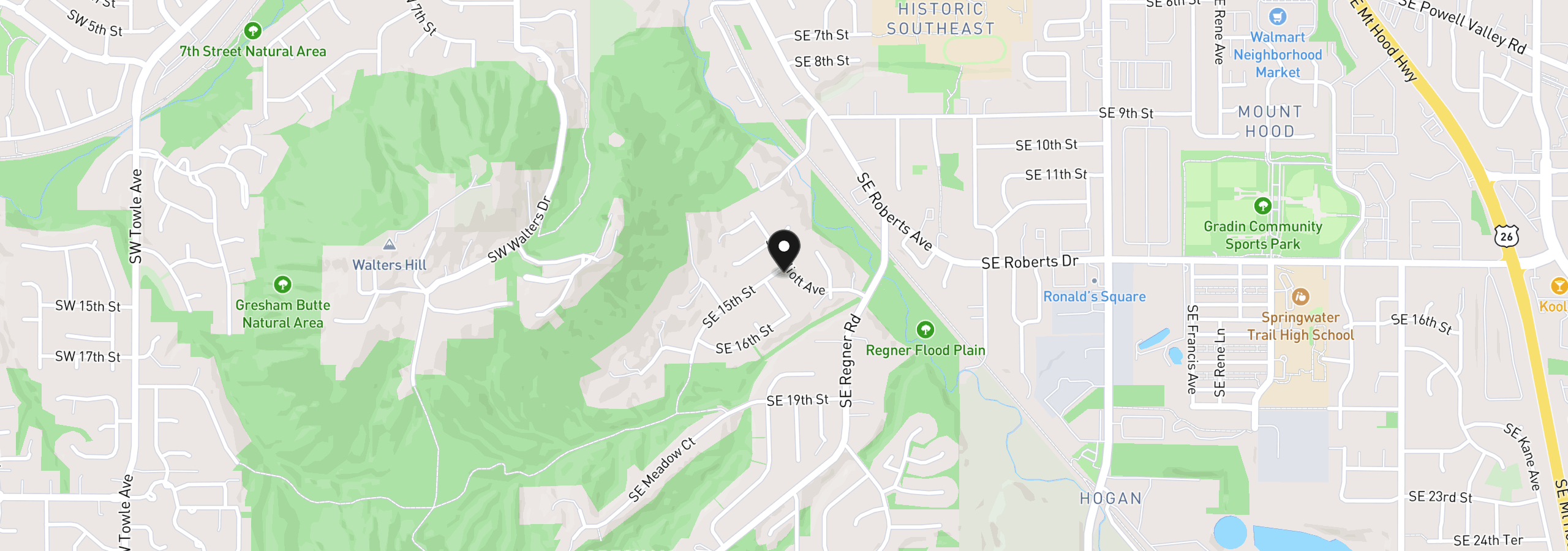 Map showing the location of 520 SE 15th St, Gresham, OR 97080