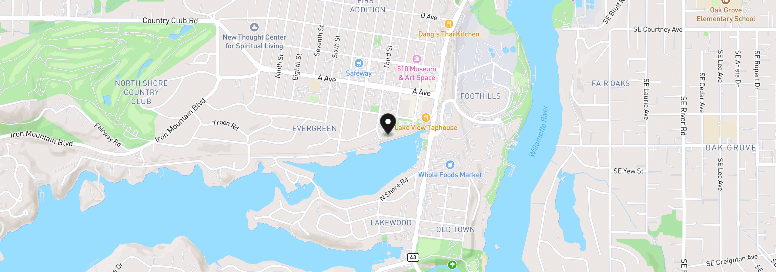 Map showing the location of 103 3rd St, Lake Oswego, OR 97034