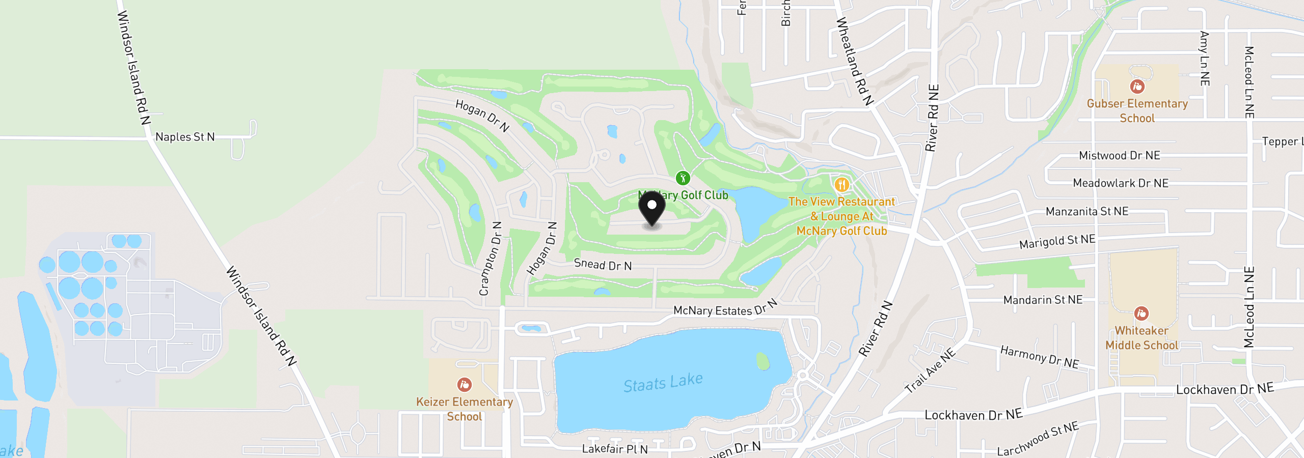 Map showing the location of 522 Fountain Ct, Keizer, OR 97303