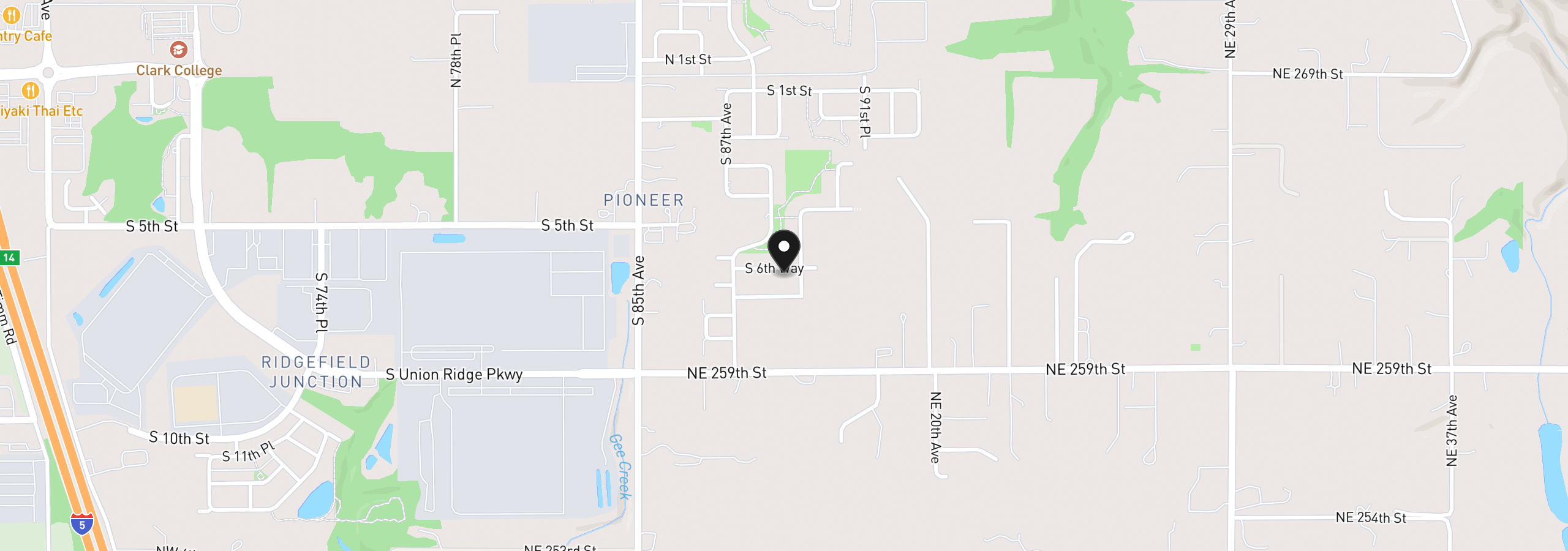 Map showing the location of 8857 S 6th Way, Ridgefield, Wa 98642