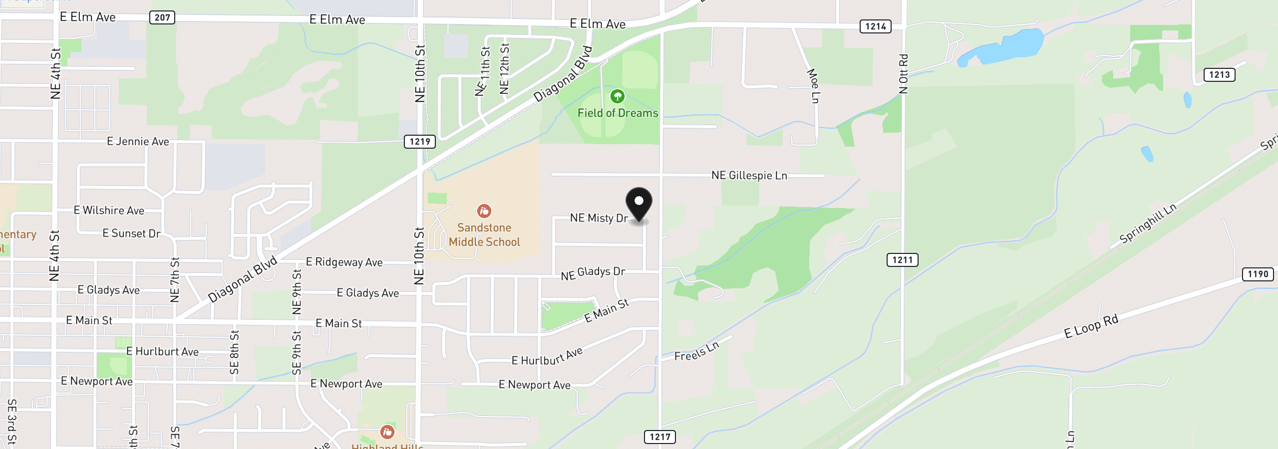 Map showing the location of 1580 Misty Dr, Hermiston, OR 97838