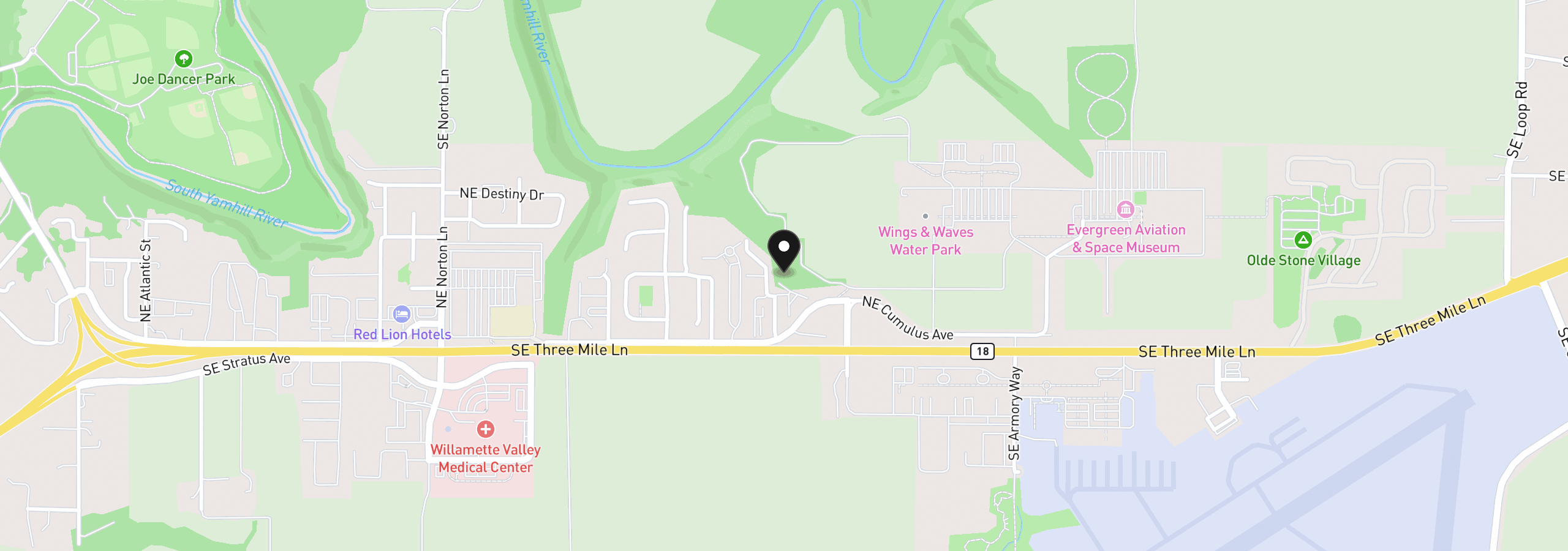 Map showing the location of 330 NE Fircrest Pl, McMinnville, OR 97128