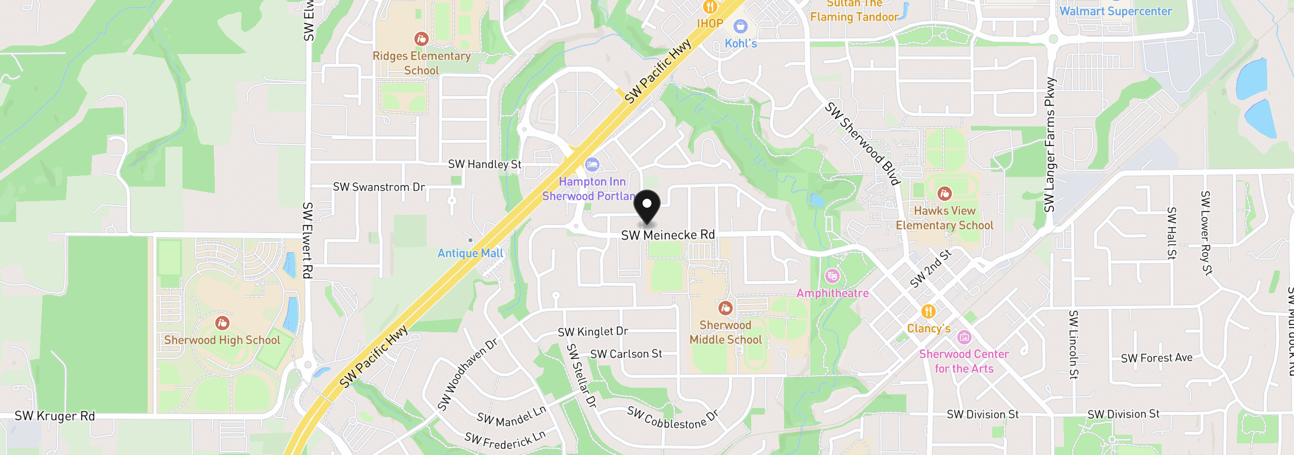 Map showing the location of 22248 SW Smith Ave, Sherwood, OR 97140