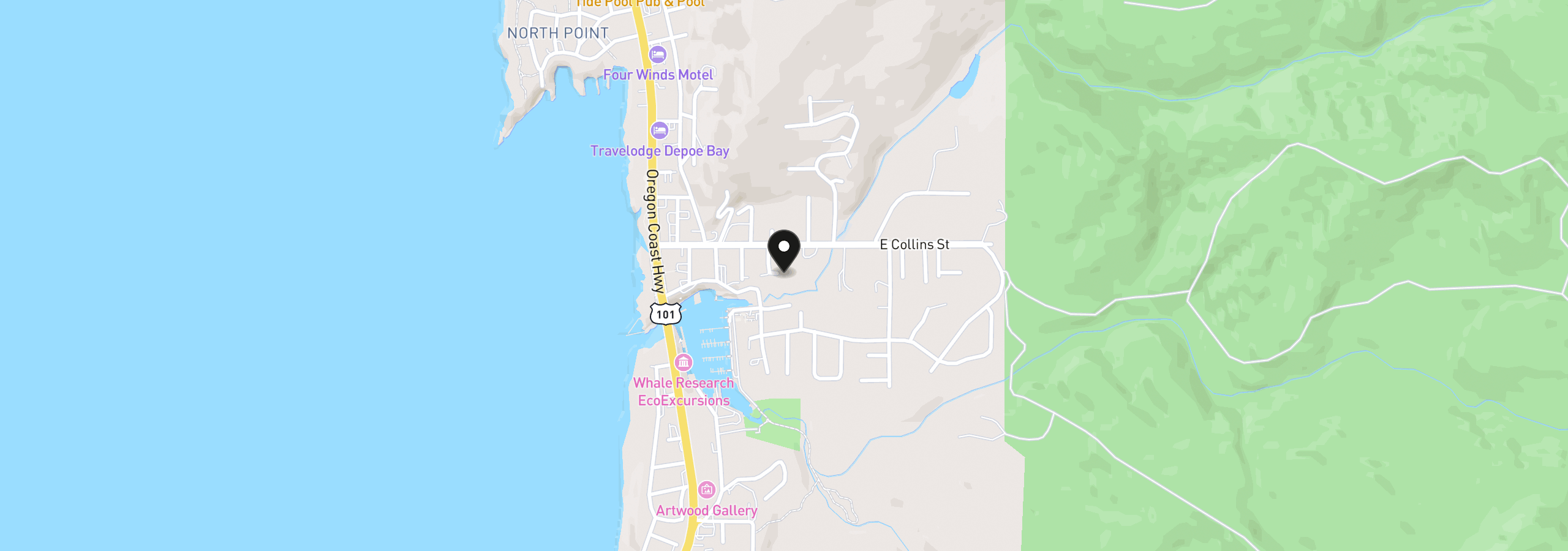 Map showing the location of Derrick, Depoe Bay, OR 97341