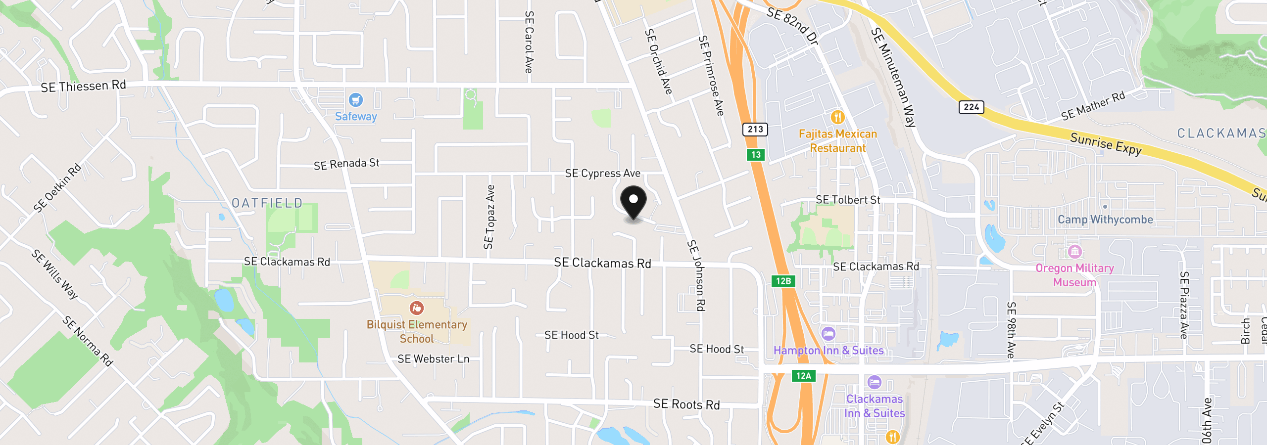 Map showing the location of 15241 SE Towers Ter, Milwaukie, OR 97267