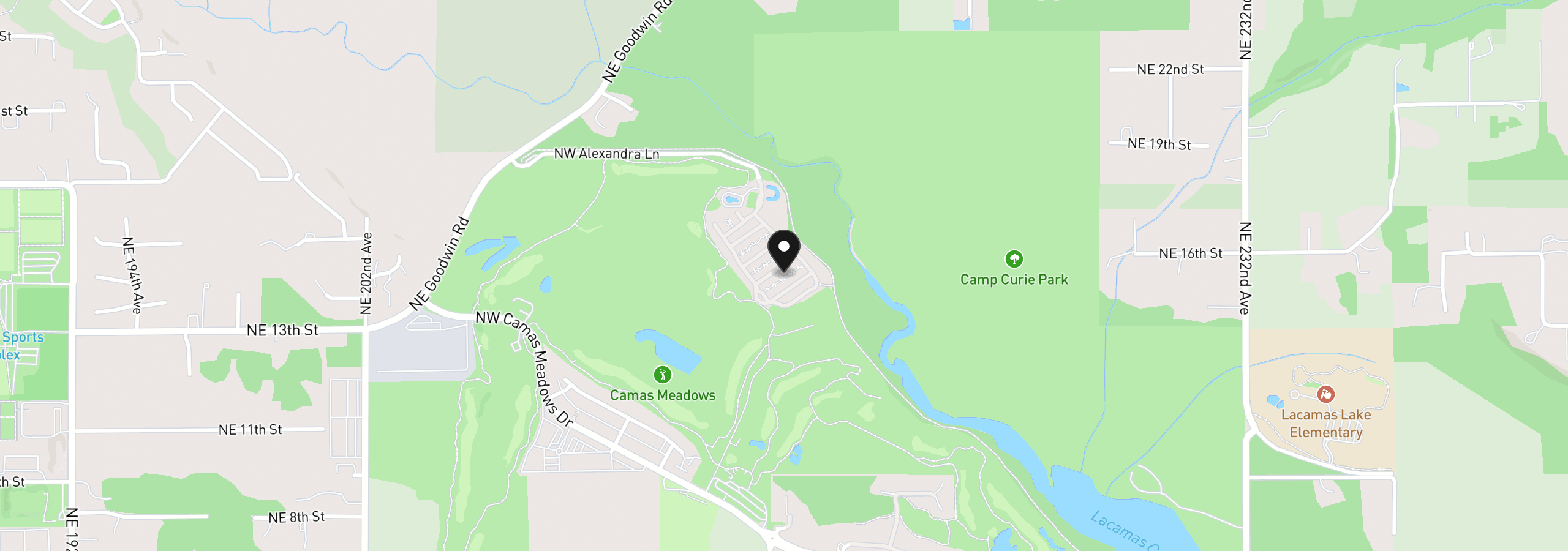 Map showing the location of 3841 NW 74th Ave 62, Camas, Wa 98607