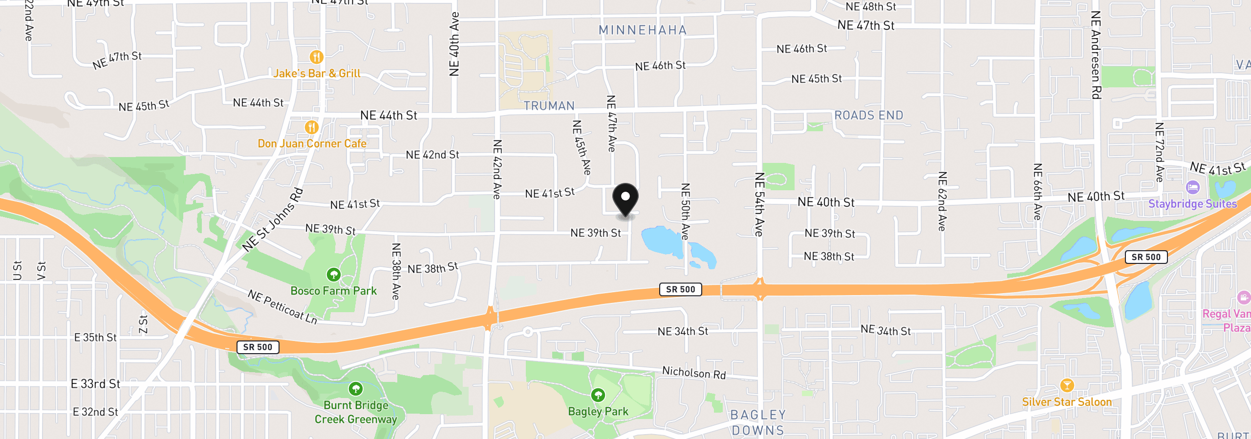 Map showing the location of 4717 NE 40th St, Vancouver, Wa 98661