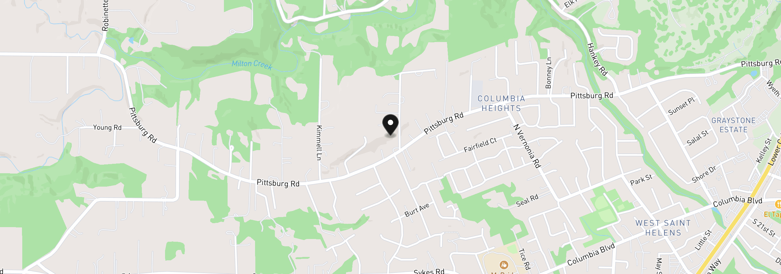 Map showing the location of 0 Oliver Heights Ln, St. Helens, OR 97051