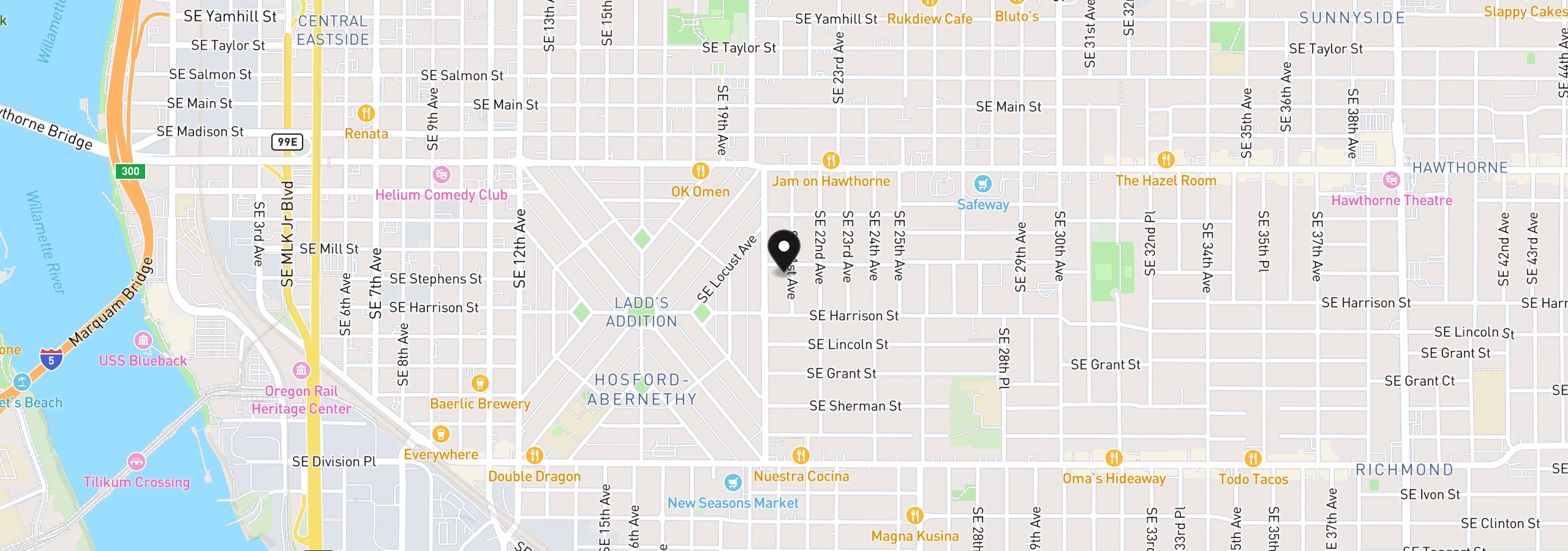 Map showing the location of 1915 SE 21st Ave, Portland, OR 97214