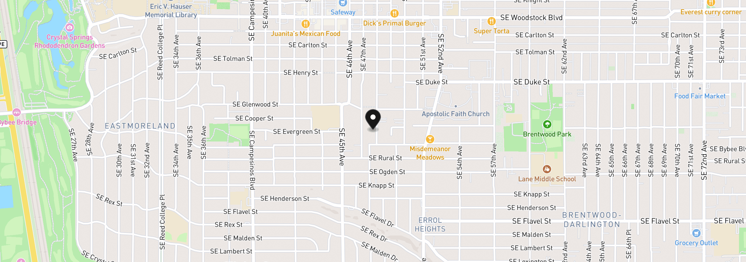 Map showing the location of 6841 SE 48th Ave, Portland, OR 97206