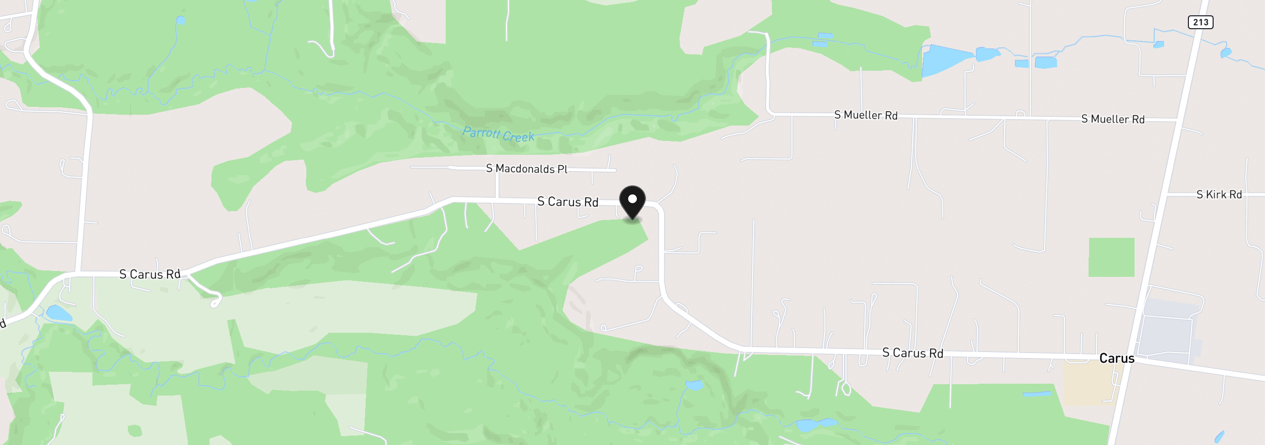 Map showing the location of 13392 S Carus Rd, Oregon City, OR 97045