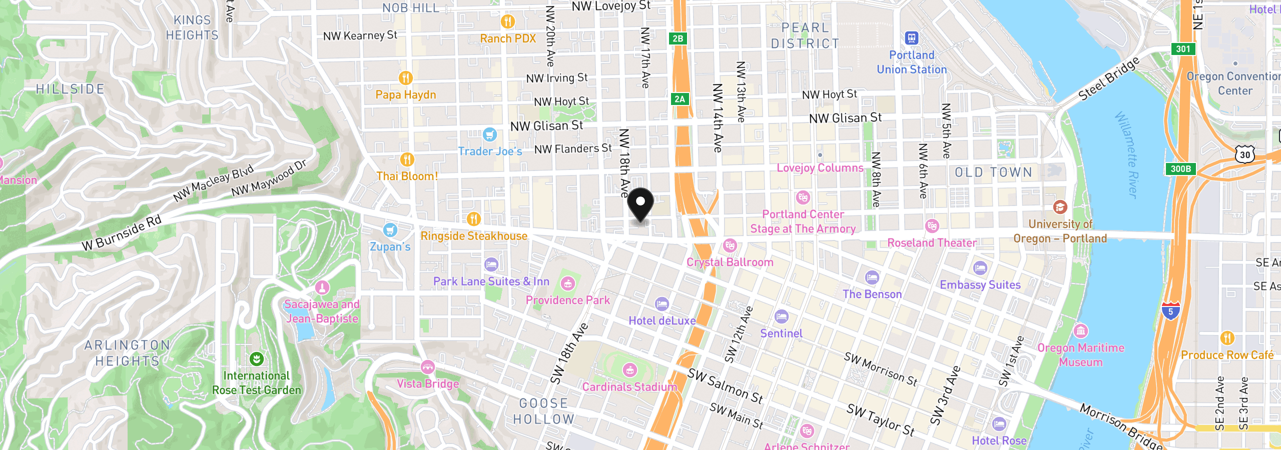 Map showing the location of 1714 NW Couch St 1, Portland, OR 97209